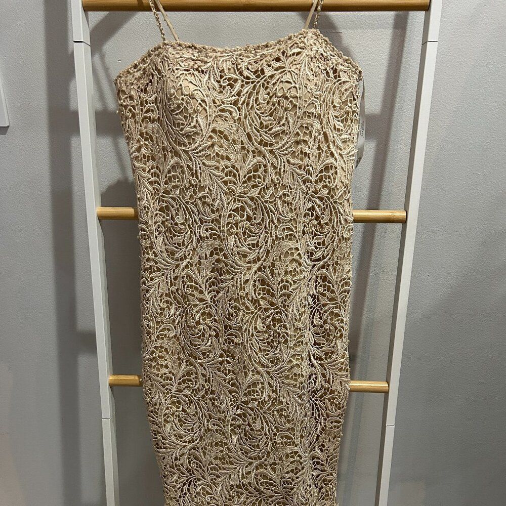 Elegant Lace Rhinestone Strap Dress Size 6
